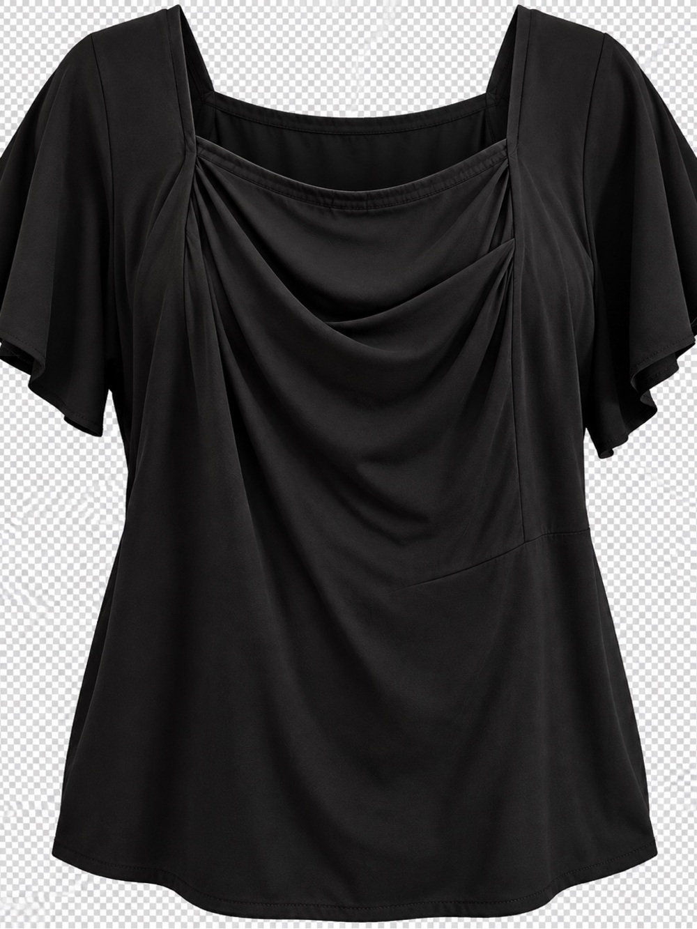 Torrid Women's Black Draped Square-Neck Top